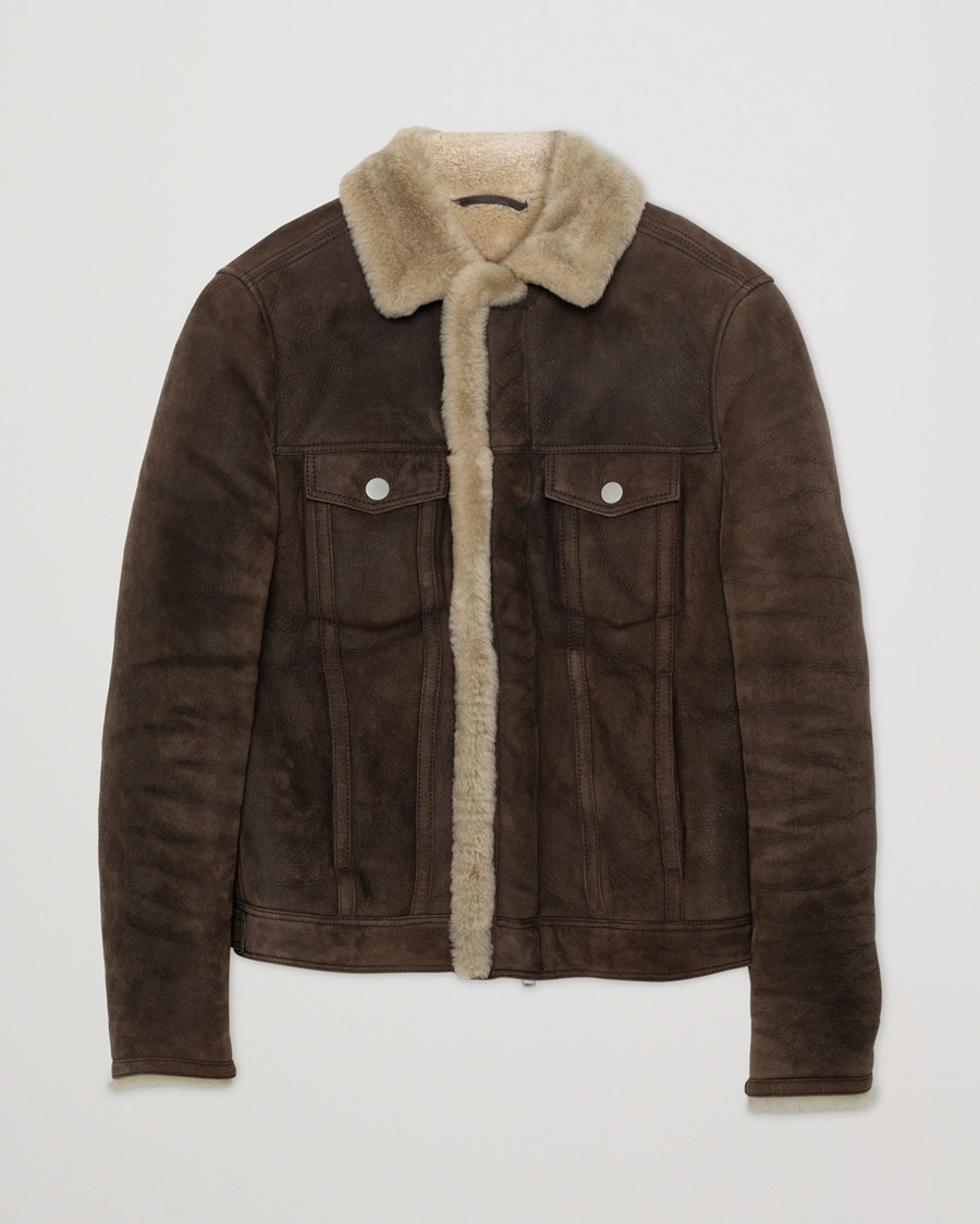 Mies | Pre-owned Takit | Pre-owned | J.Lindeberg Redster Mud Shearling Suede Jacket Mud Brown