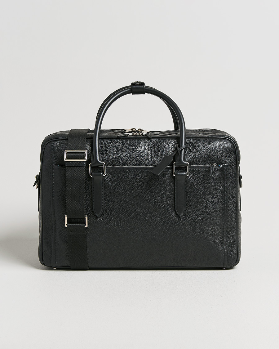 Mies | Smythson Burlington 24 Hour Bag Black Deerskin | Pre-owned | Smythson Burlington 24 Hour Bag Black Deerskin