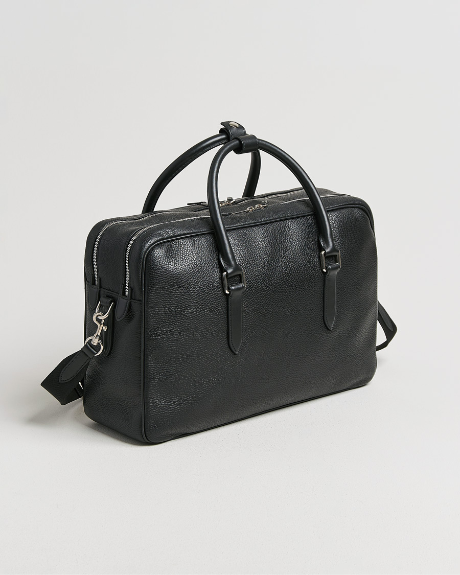 Mies | Smythson Burlington 24 Hour Bag Black Deerskin | Pre-owned | Smythson Burlington 24 Hour Bag Black Deerskin