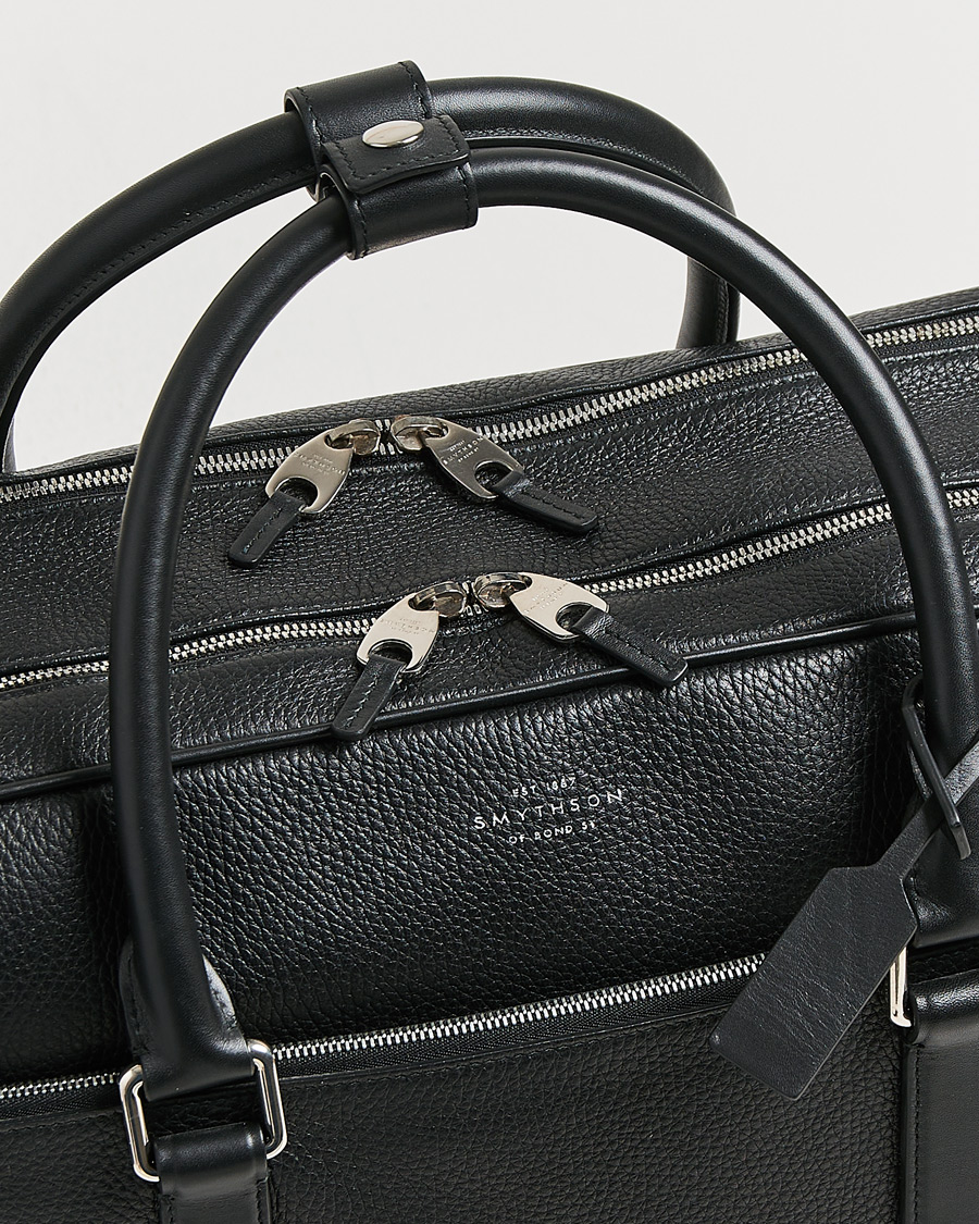 Mies | Smythson Burlington 24 Hour Bag Black Deerskin | Pre-owned | Smythson Burlington 24 Hour Bag Black Deerskin