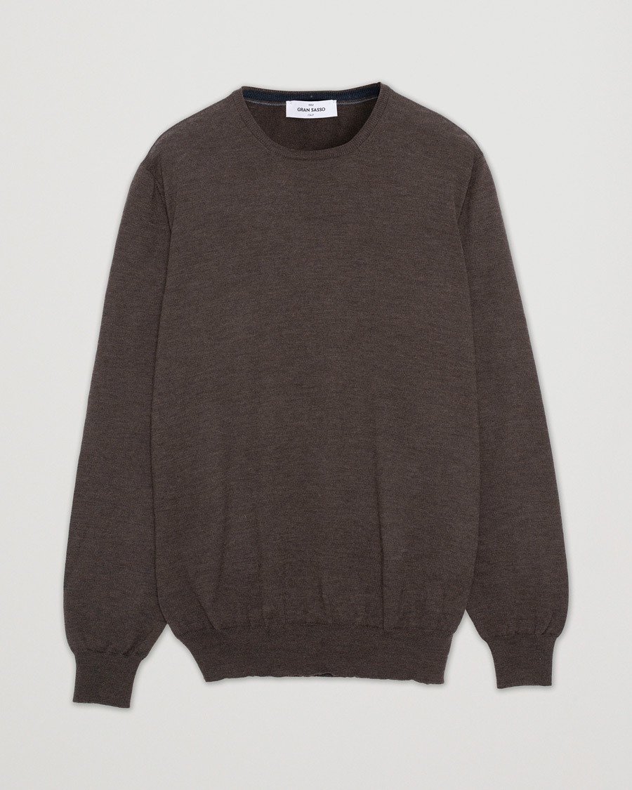 Mies | Puserot | Pre-owned | Gran Sasso Merino Fashion Fit Crew Neck Pullover Brown