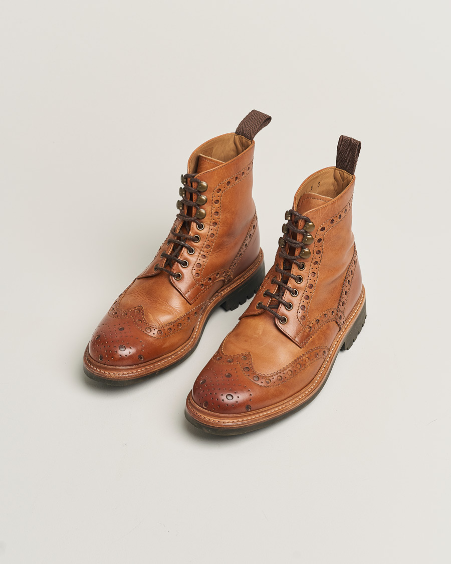 Mies | Grenson Fred Brogue Boot Commando Sole Cognac Calf UK6 - EU40 | Pre-owned | Grenson Fred Brogue Boot Commando Sole Cognac Calf UK6 - EU40