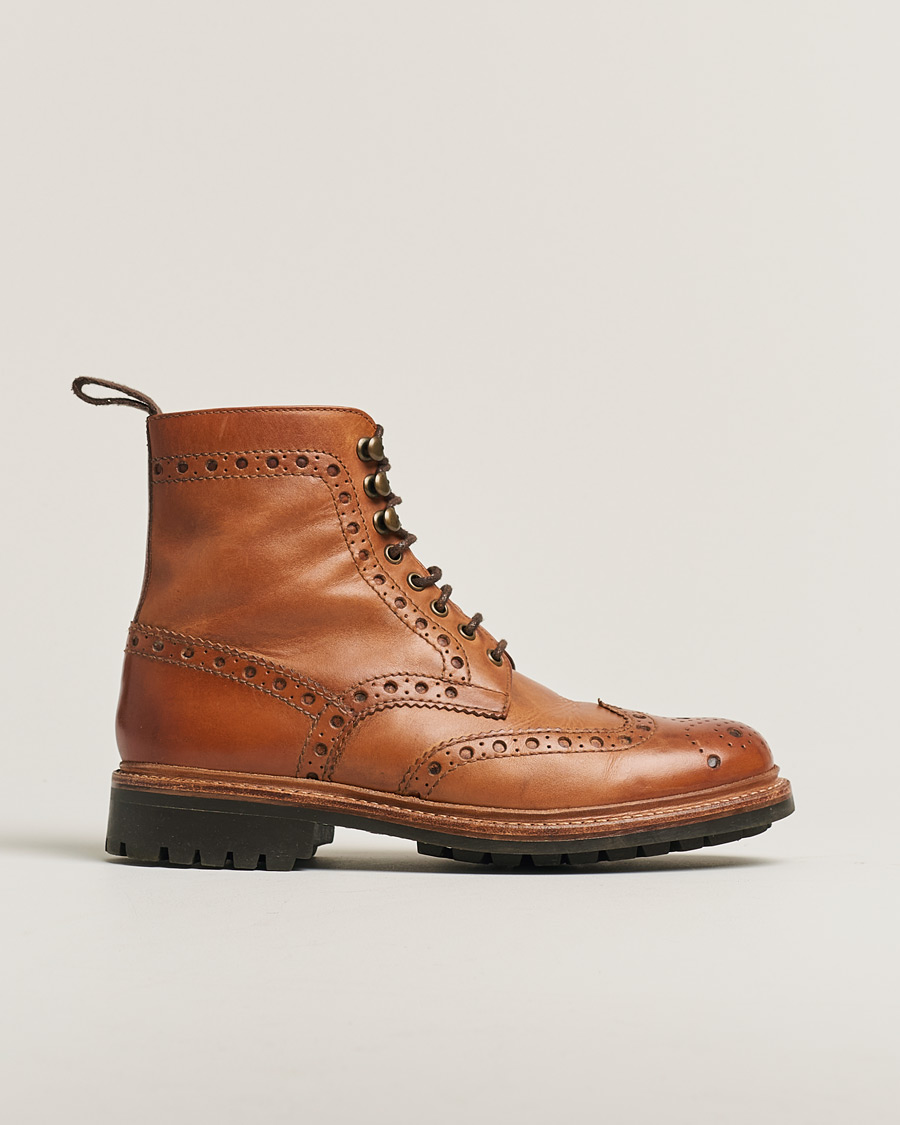 Mies | Grenson Fred Brogue Boot Commando Sole Cognac Calf UK6 - EU40 | Pre-owned | Grenson Fred Brogue Boot Commando Sole Cognac Calf UK6 - EU40