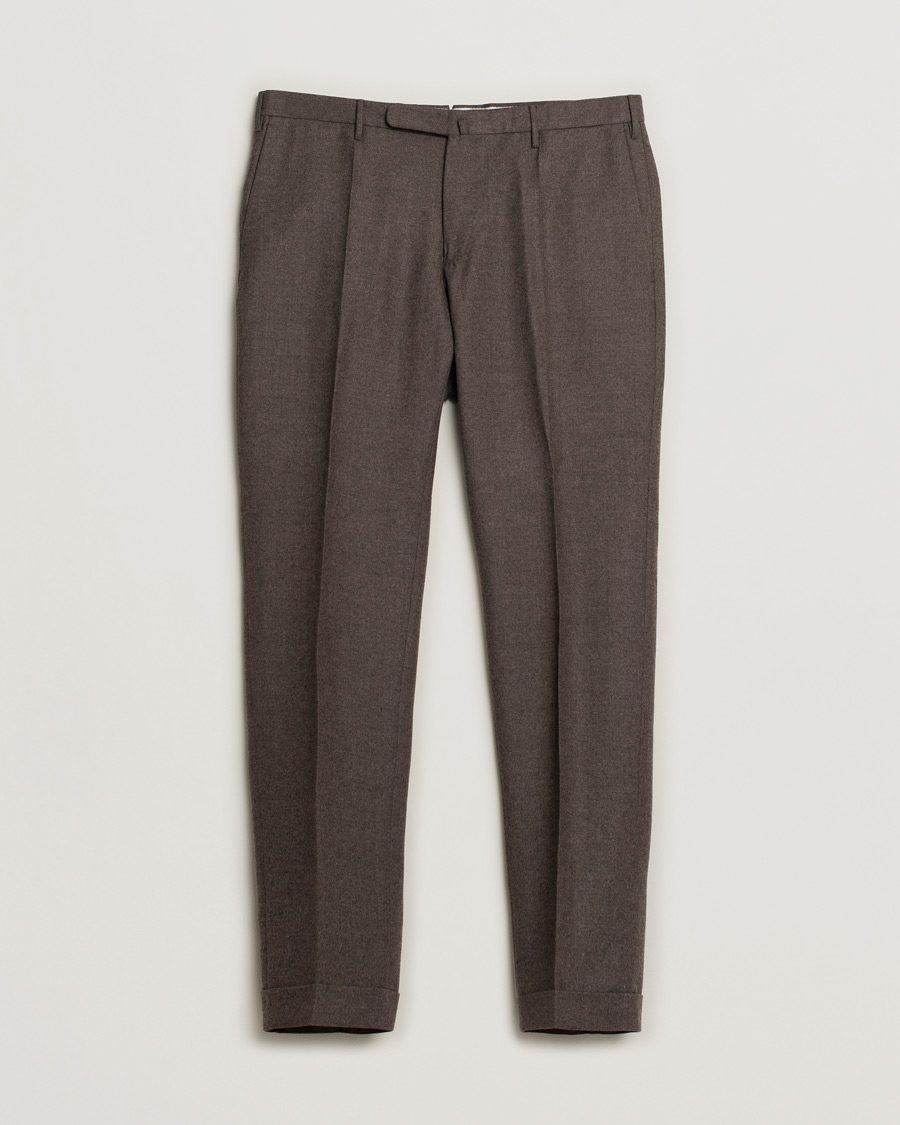 Mies | Incotex Super 100's Flannel Trousers Brown | Pre-owned | Incotex Super 100's Flannel Trousers Brown