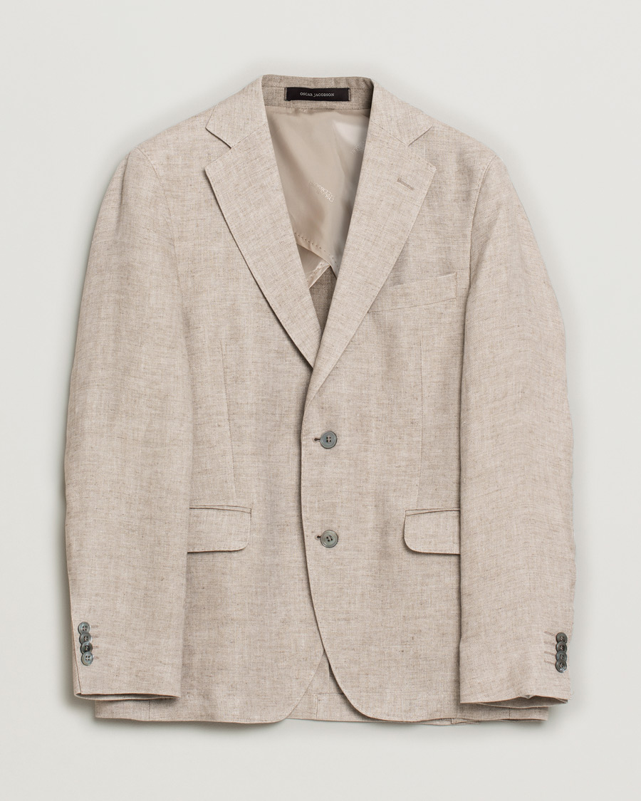 Mies | Oscar Jacobson Egel Linen Blazer Beige | Pre-owned | Oscar Jacobson Egel Linen Blazer Beige