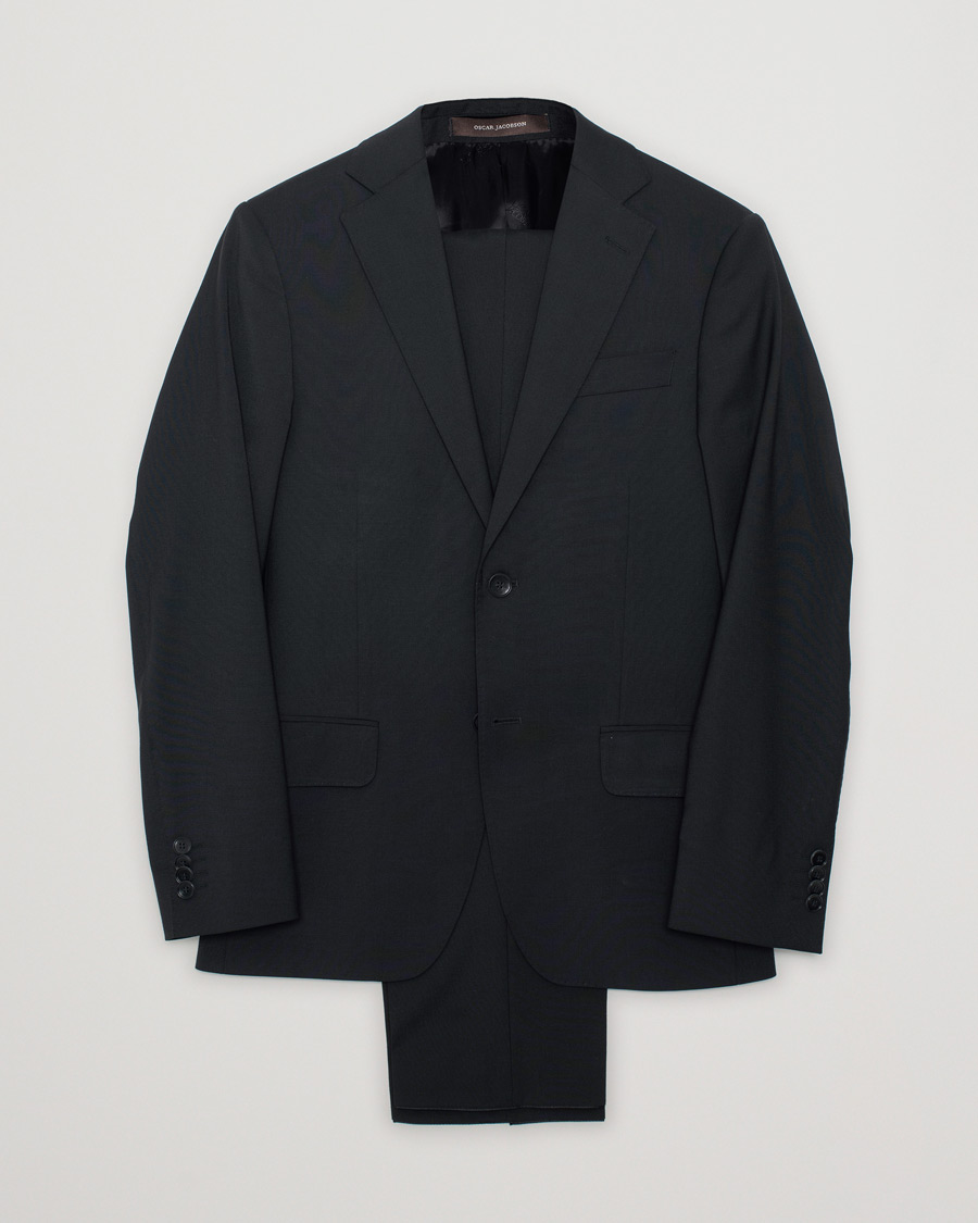 Mies | Oscar Jacobson Edmund Wool Stretch Suit Black 44 - 46 | Pre-owned | Oscar Jacobson Edmund Wool Stretch Suit Black 44 - 46
