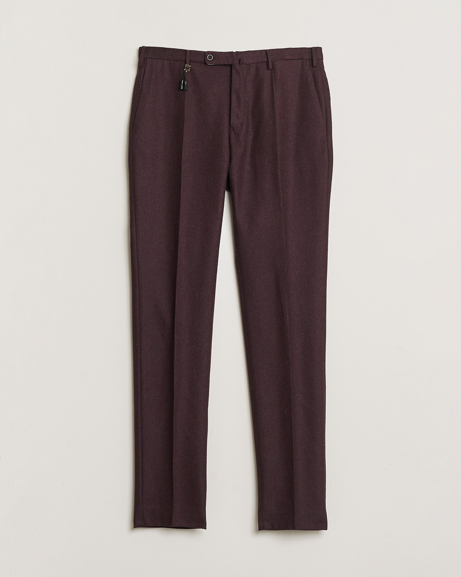 Mies | Pre-owned Housut | Pre-owned | Incotex Slim Fit Super 100's Wool Flannel Trousers Burgundy 48