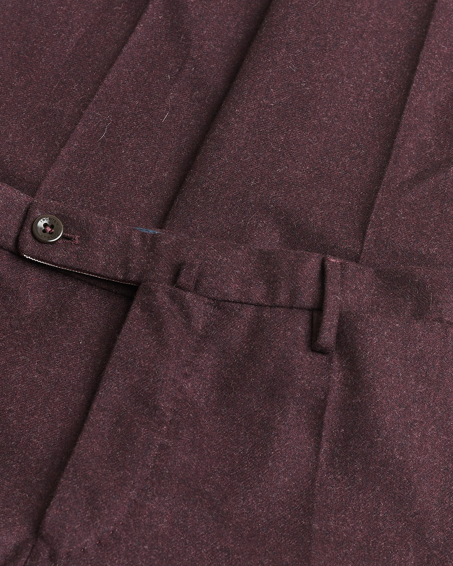 Mies | Pre-owned Housut | Pre-owned | Incotex Slim Fit Super 100's Wool Flannel Trousers Burgundy 48