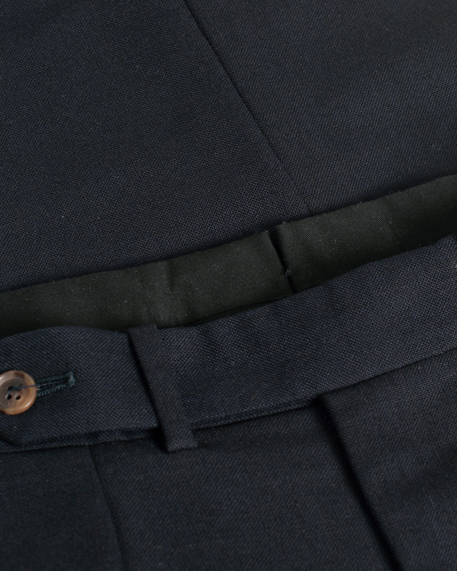 Mies | Berg&Berg Arnold Pleated Side Adjuster Wool Trousers Navy 48 | Pre-owned | Berg&Berg Arnold Pleated Side Adjuster Wool Trousers Navy 48