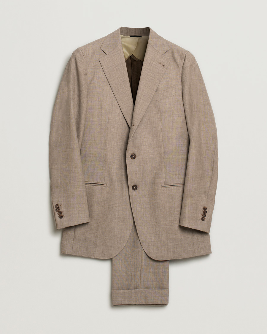 Mies | Berg&Berg Dan Wool Suit Taupe Melange 50 | Pre-owned | Berg&Berg Dan Wool Suit Taupe Melange 50