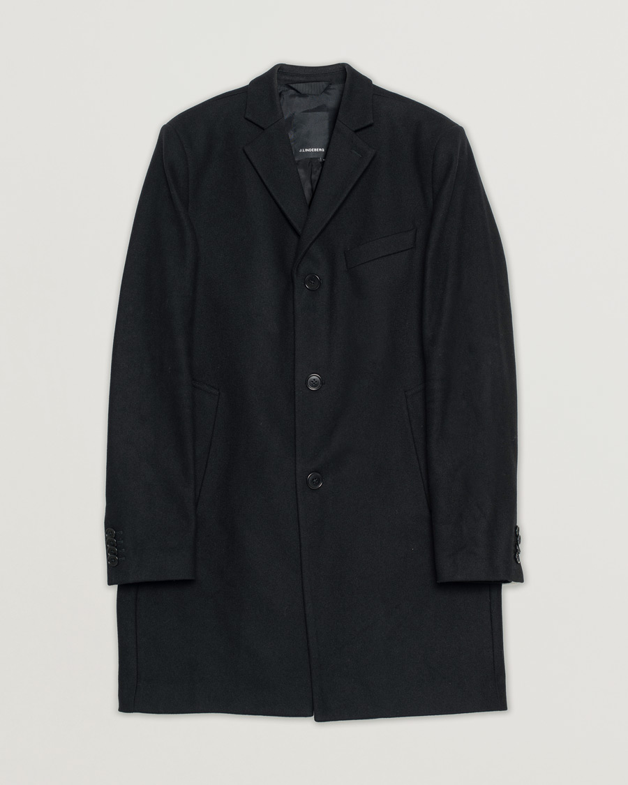 Mies | J.Lindeberg Wolger Compact Melton Coat Black | Pre-owned | J.Lindeberg Wolger Compact Melton Coat Black