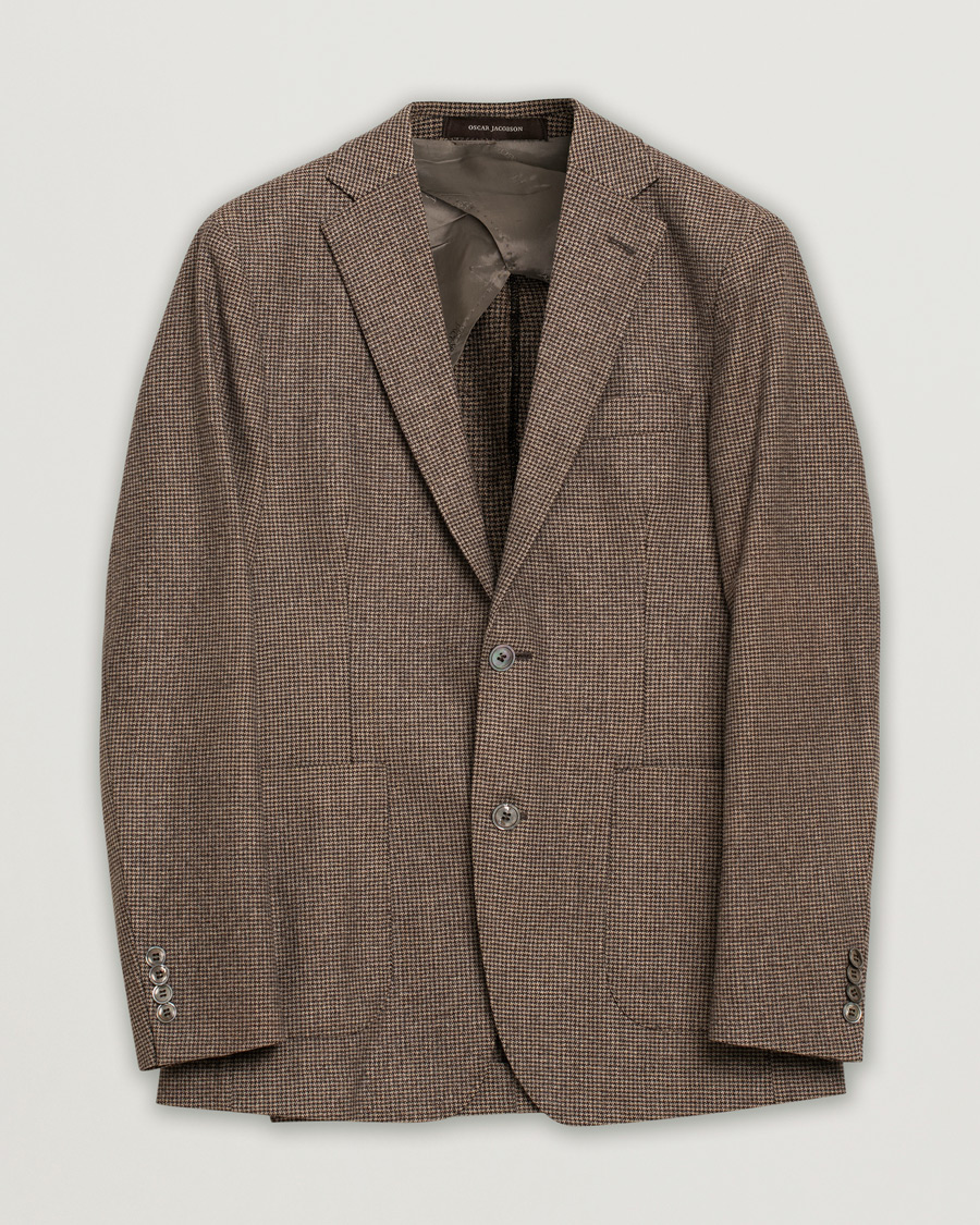 Mies | Oscar Jacobson Einar Houndstooth Wool Blazer Brown 46 | Pre-owned | Oscar Jacobson Einar Houndstooth Wool Blazer Brown 46