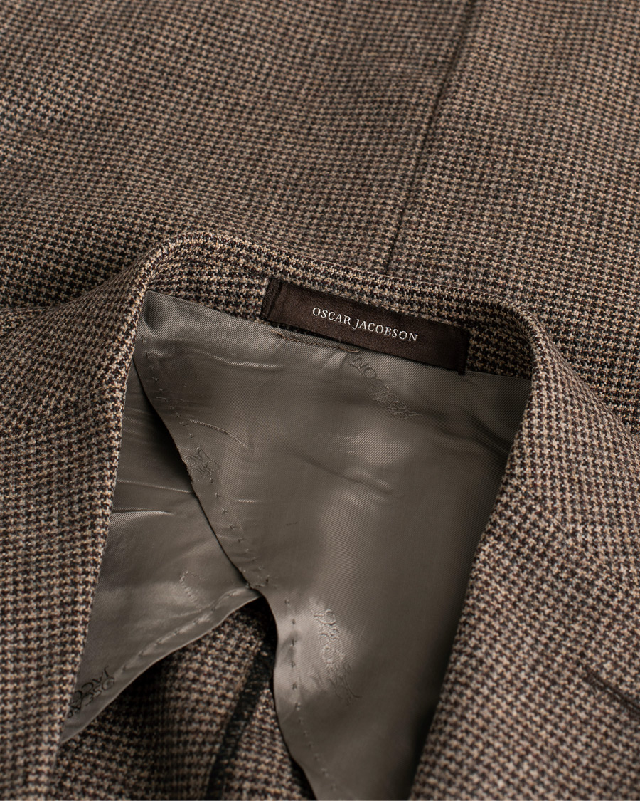 Mies | Oscar Jacobson Einar Houndstooth Wool Blazer Brown 46 | Pre-owned | Oscar Jacobson Einar Houndstooth Wool Blazer Brown 46