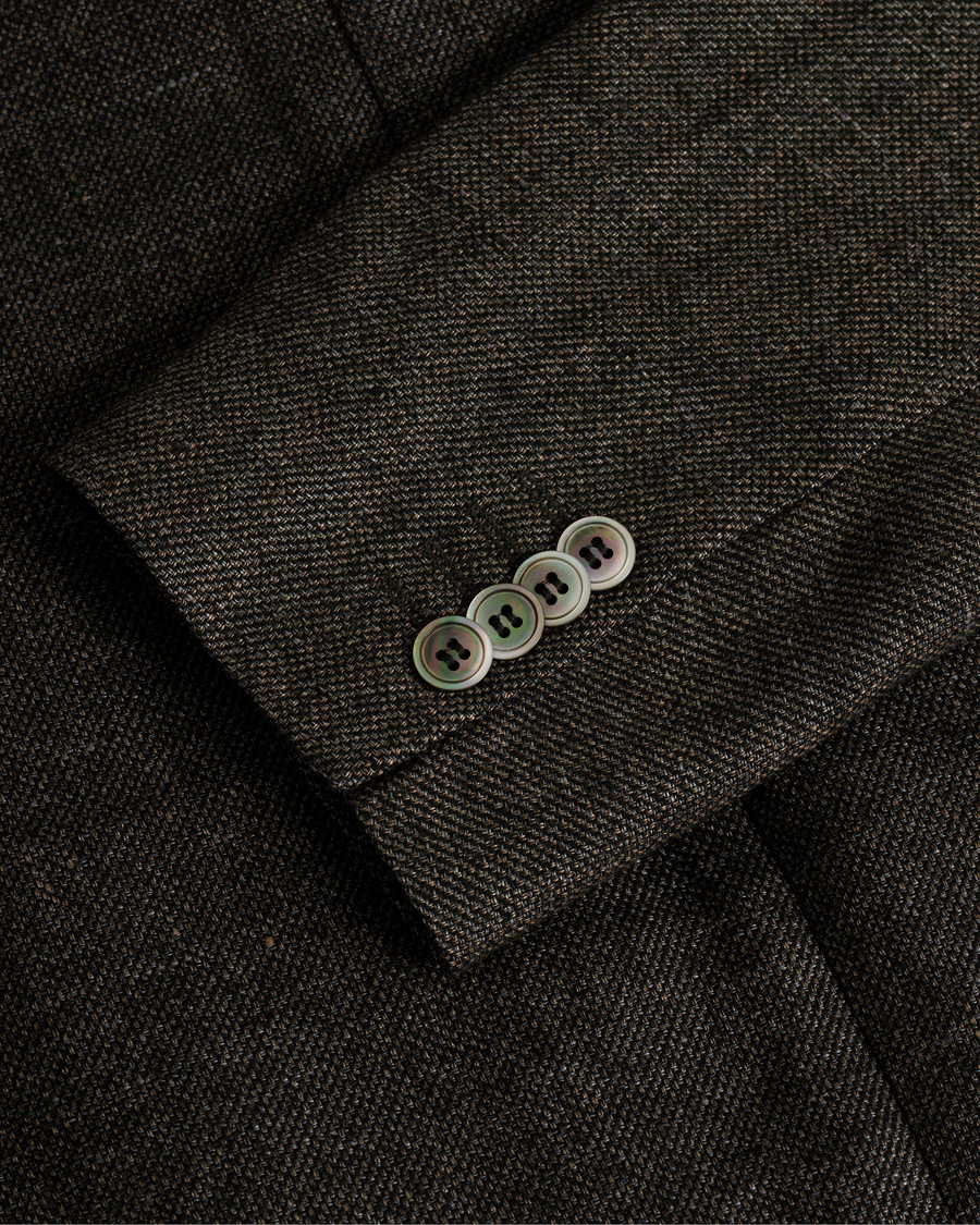 Mies | Pikkutakit | Pre-owned | Oscar Jacobson Einar Linen/Wool Patch Pocket Blazer Brown 52