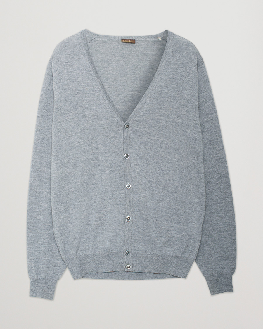 Mies | Puserot | Pre-owned | Stenströms Merino Zegna Knitted Cardigan Light Grey
