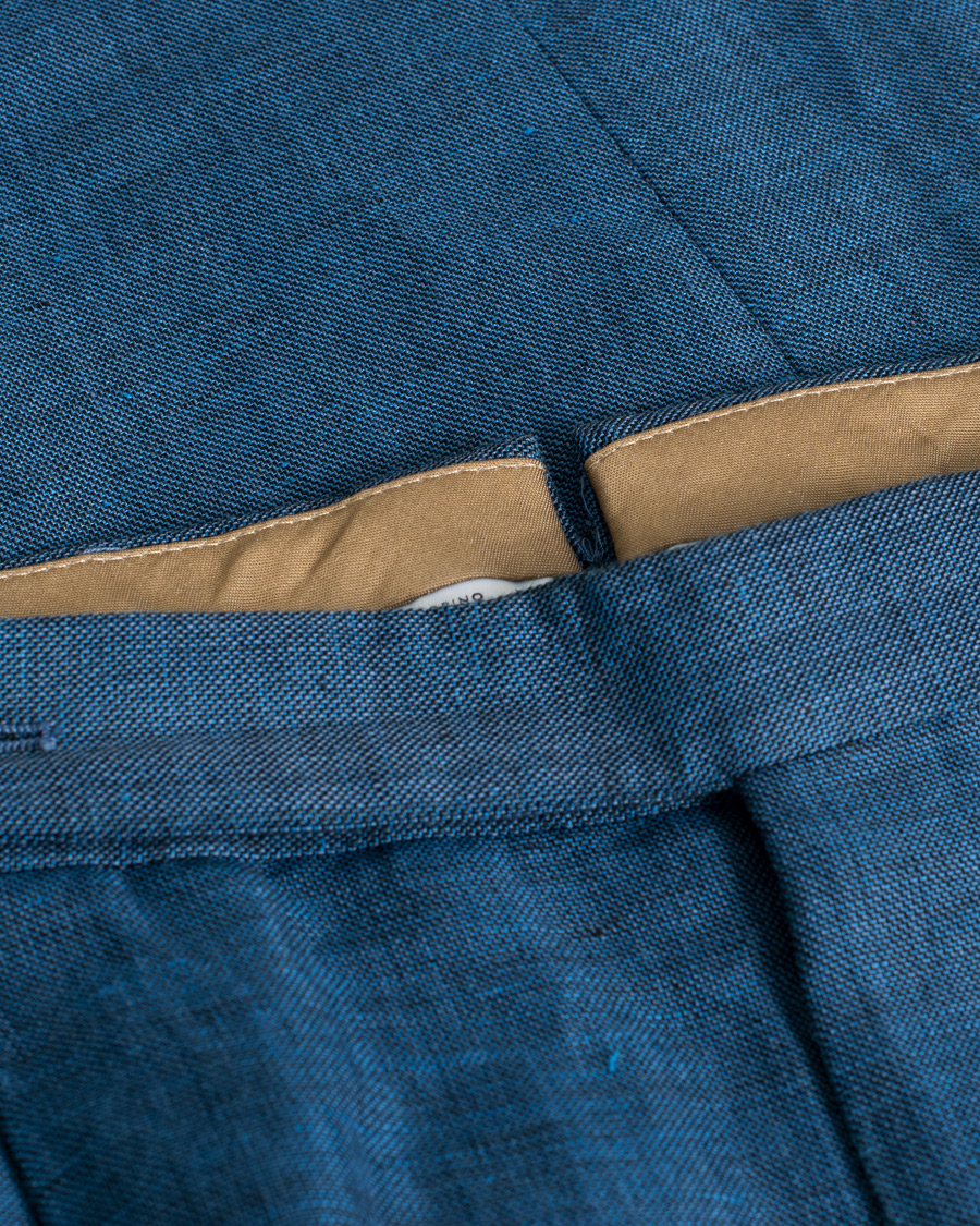 Mies | PT01 Slim Fit Pleated Linen Blend Trousers Dark Blue | Pre-owned | PT01 Slim Fit Pleated Linen Blend Trousers Dark Blue