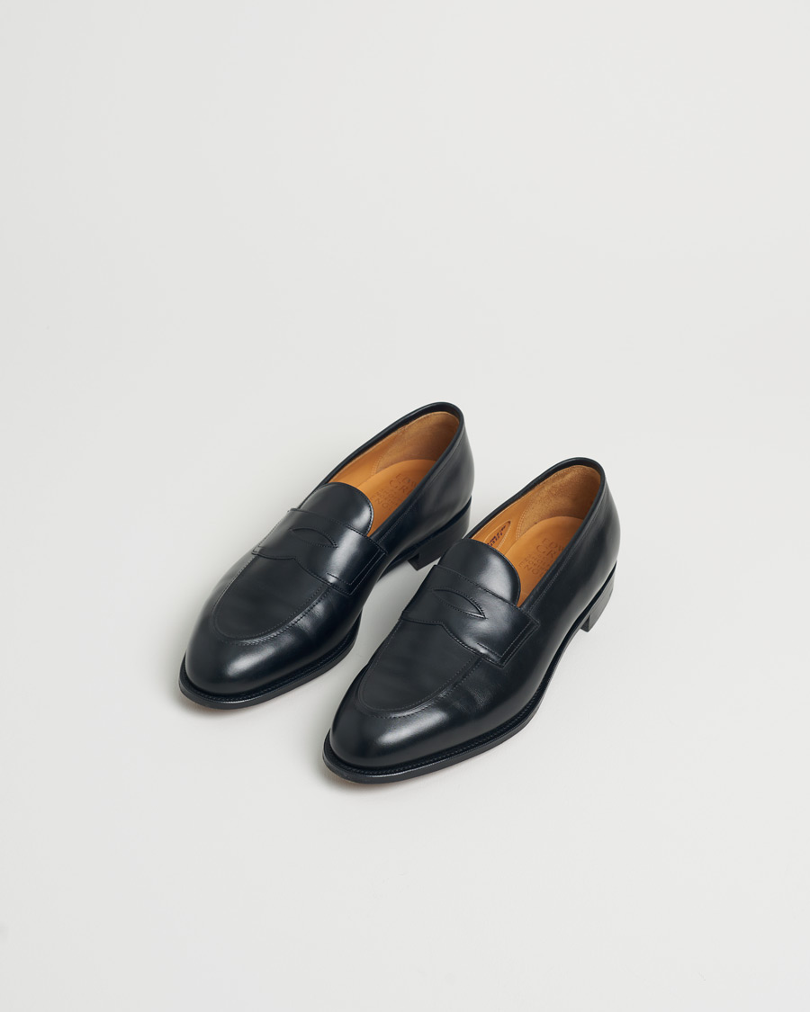Mies | Edward Green Piccadilly Penny Loafer Black Calf | Pre-owned | Edward Green Piccadilly Penny Loafer Black Calf