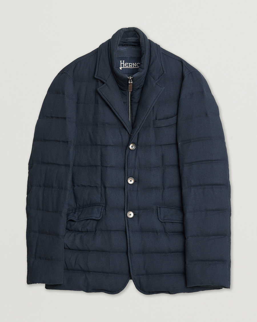 Mies | Herno Flannel Down Jacket Navy 52 | Pre-owned | Herno Flannel Down Jacket Navy 52