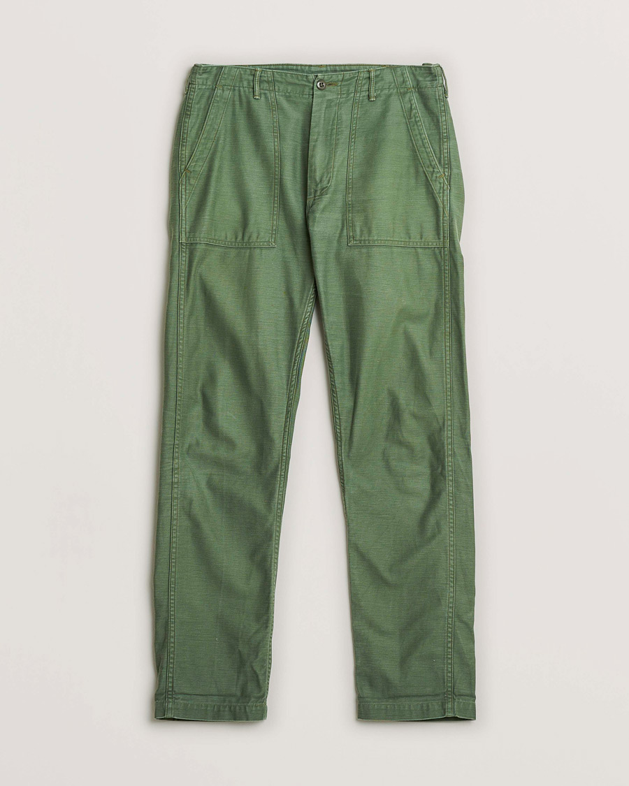 Mies | orSlow Slim Fit Original Sateen Fatigue Pants Green M | Pre-owned | orSlow Slim Fit Original Sateen Fatigue Pants Green M
