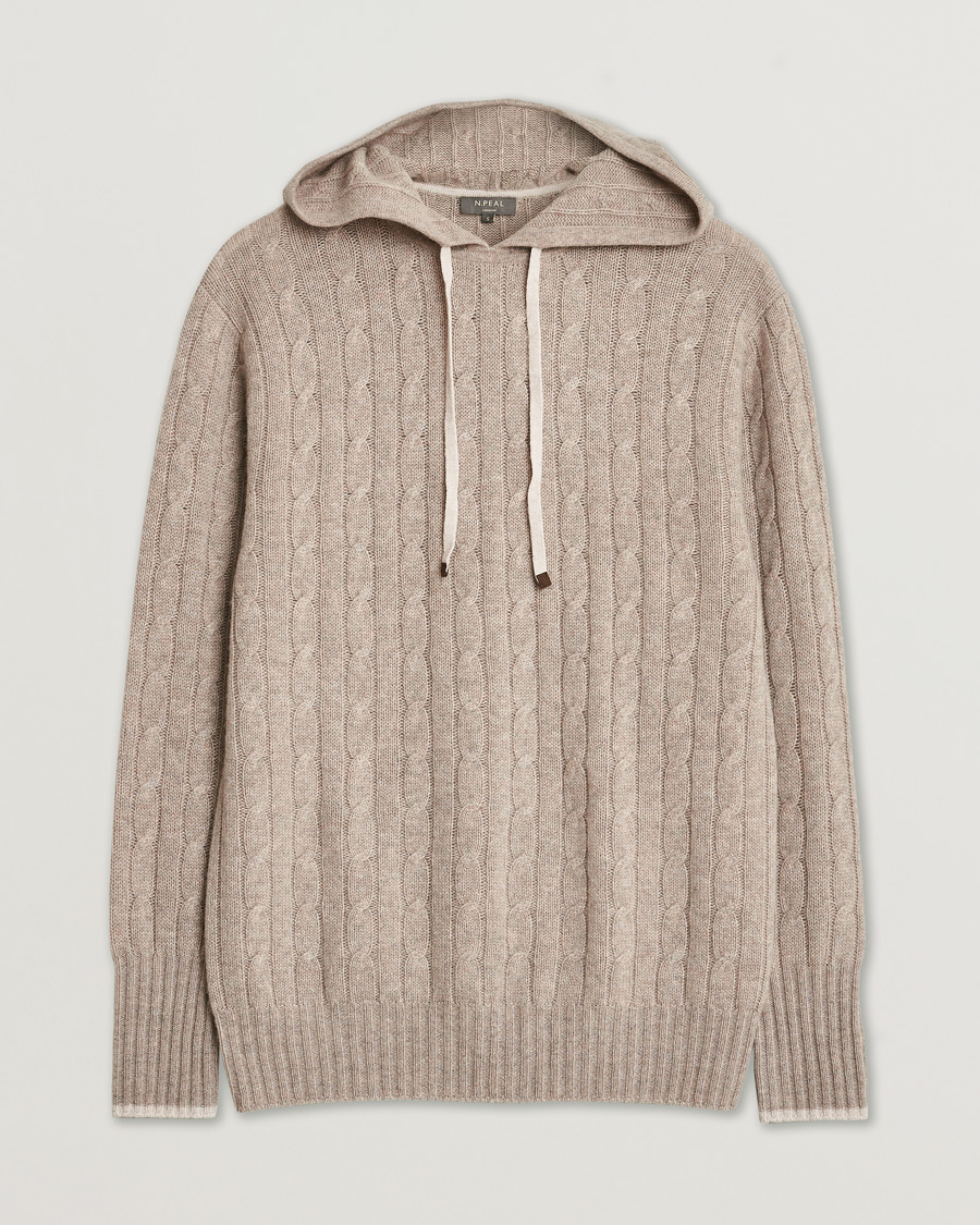 Mies | Pre-owned Puserot | Pre-owned | N. Peal Cable Cashmere Hoodie Beige S