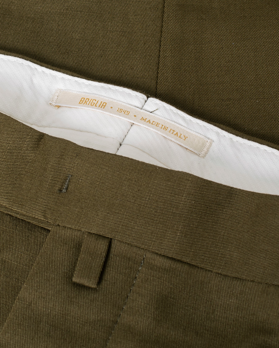 Mies | Housut | Pre-owned | Briglia 1949 Easy Fit Pleated Linen/Cotton Trousers Olive