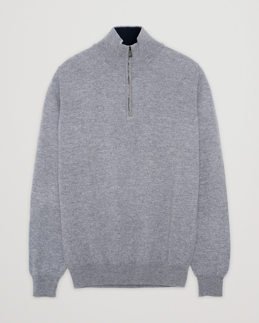 Mies | Puserot | Pre-owned | Corneliani Virgin Wool/Cashemere Half Zip Grey 46