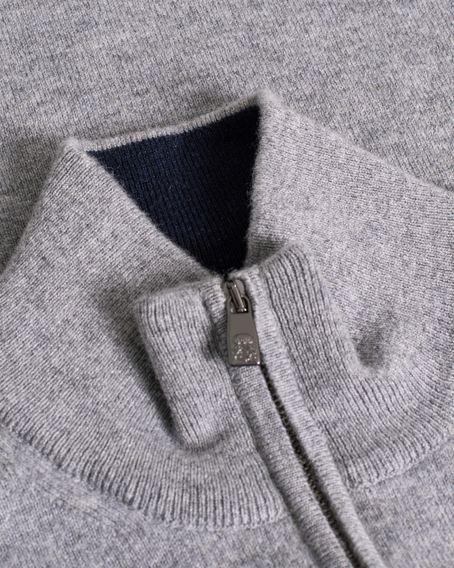 Mies | Puserot | Pre-owned | Corneliani Virgin Wool/Cashemere Half Zip Grey 46