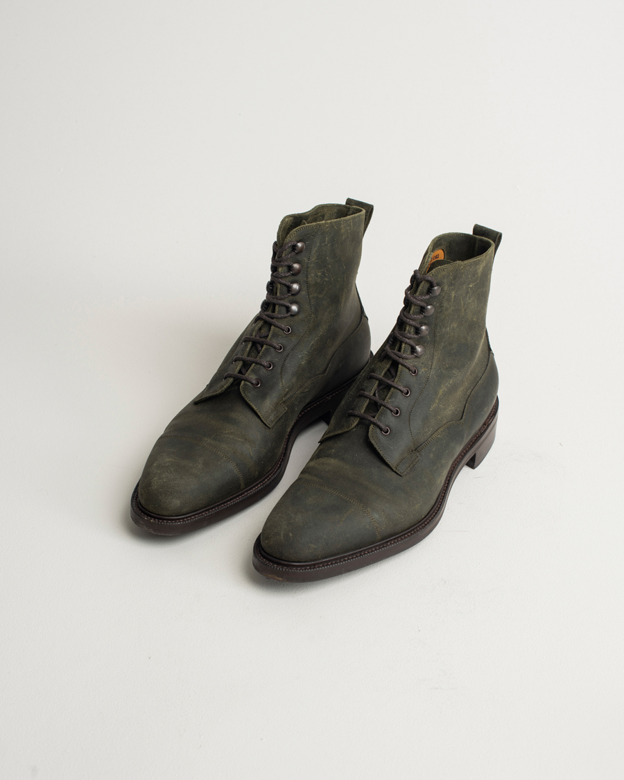 Mies | Edward Green Galway Dainite Boot Khaki Waxed Suede | Pre-owned | Edward Green Galway Dainite Boot Khaki Waxed Suede