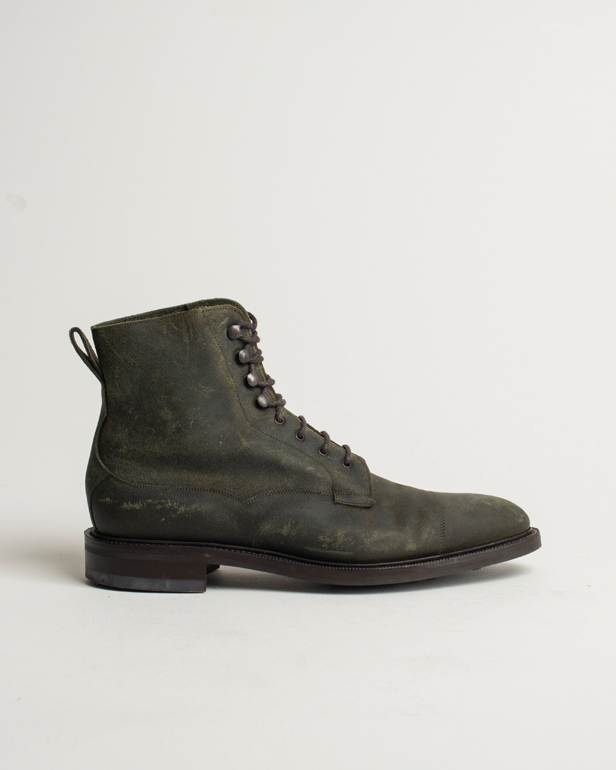 Mies | Edward Green Galway Dainite Boot Khaki Waxed Suede | Pre-owned | Edward Green Galway Dainite Boot Khaki Waxed Suede