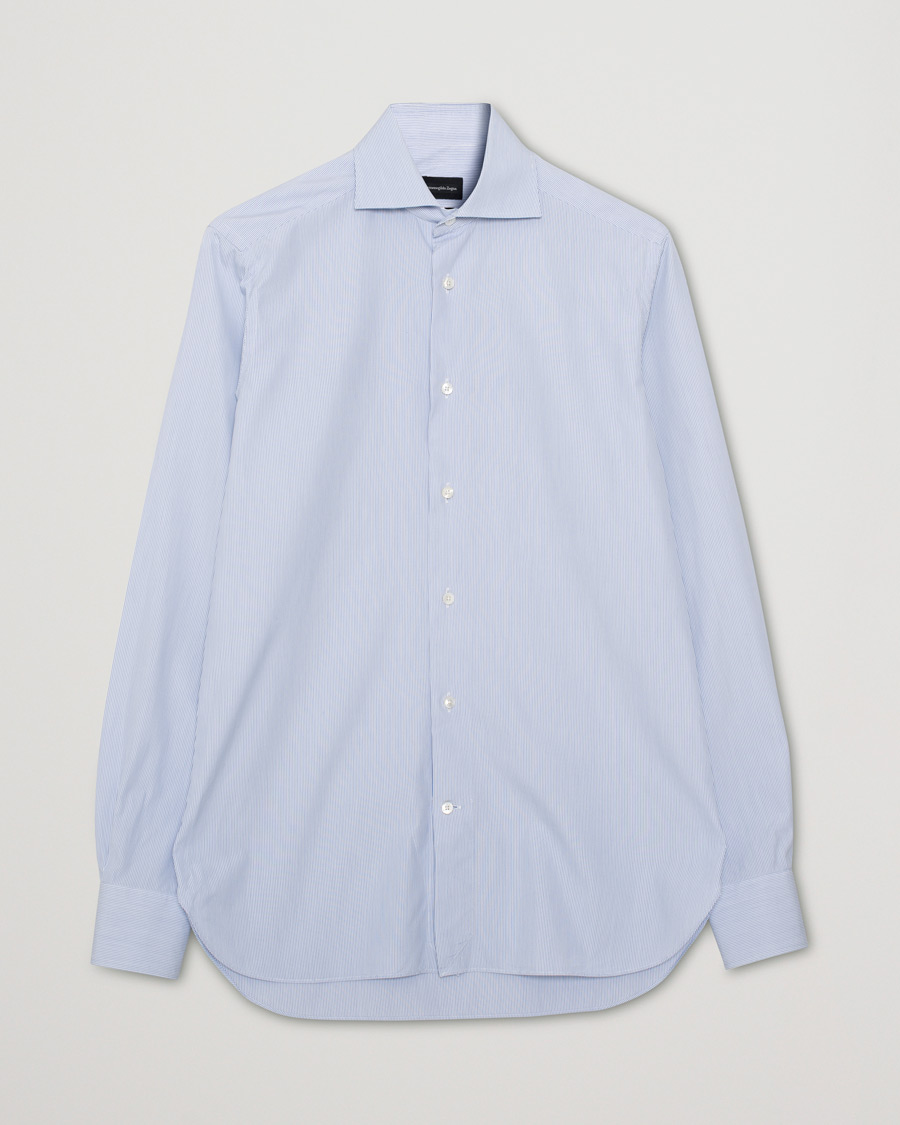 Mies | Kauluspaidat | Pre-owned | Ermenegildo Zegna Striped Slim Fit Cotton Shirt Blue 38 - S