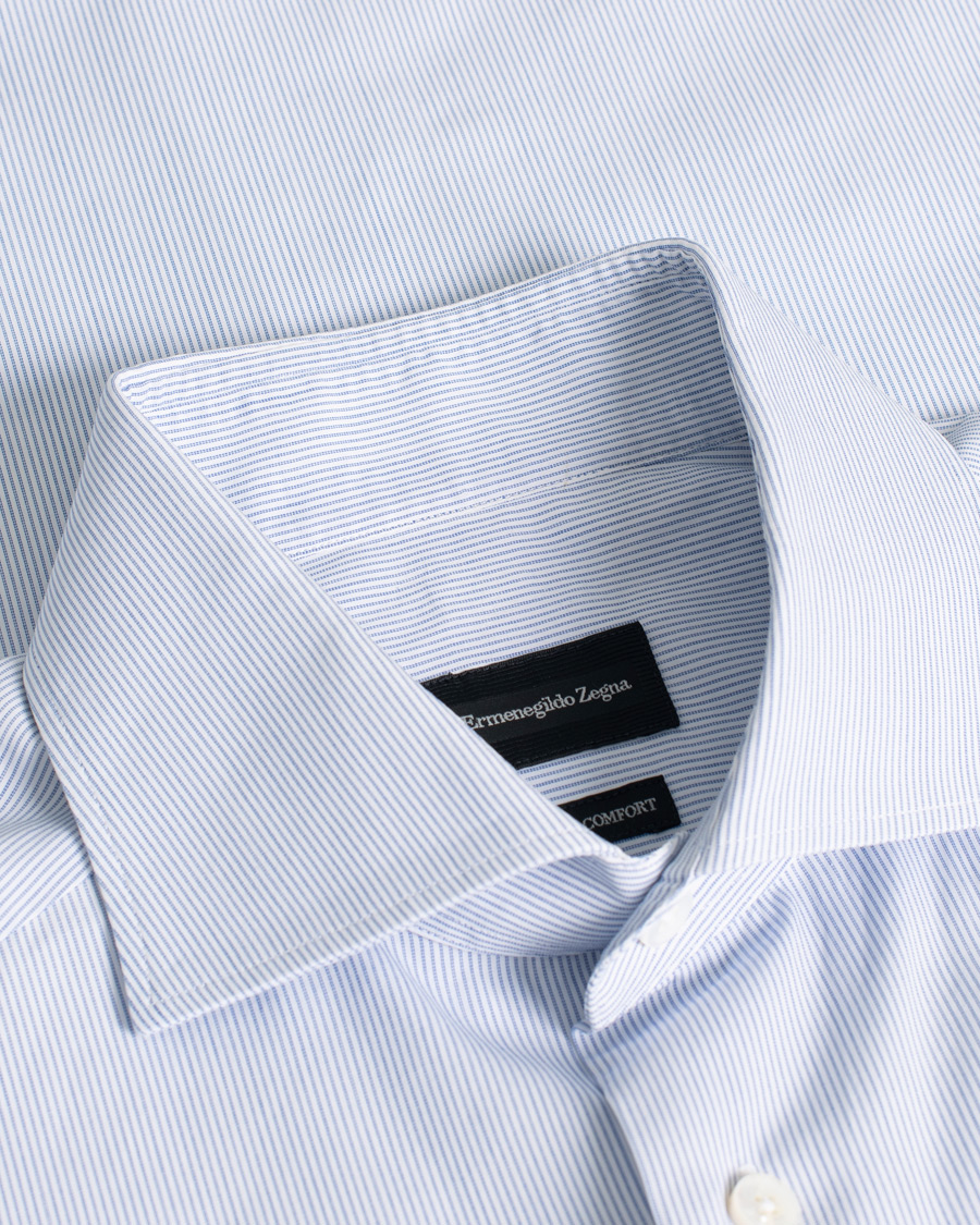 Mies | Kauluspaidat | Pre-owned | Ermenegildo Zegna Striped Slim Fit Cotton Shirt Blue 38 - S