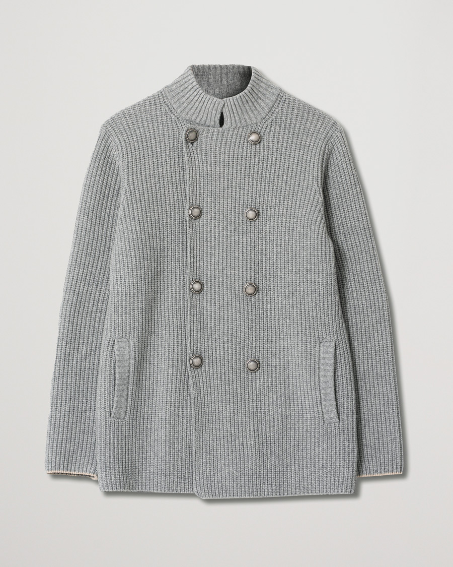 Mies | Puserot | Pre-owned | Brunello Cucinelli Double Breasted Cashmere Cardigan Jacket Grey Melange
