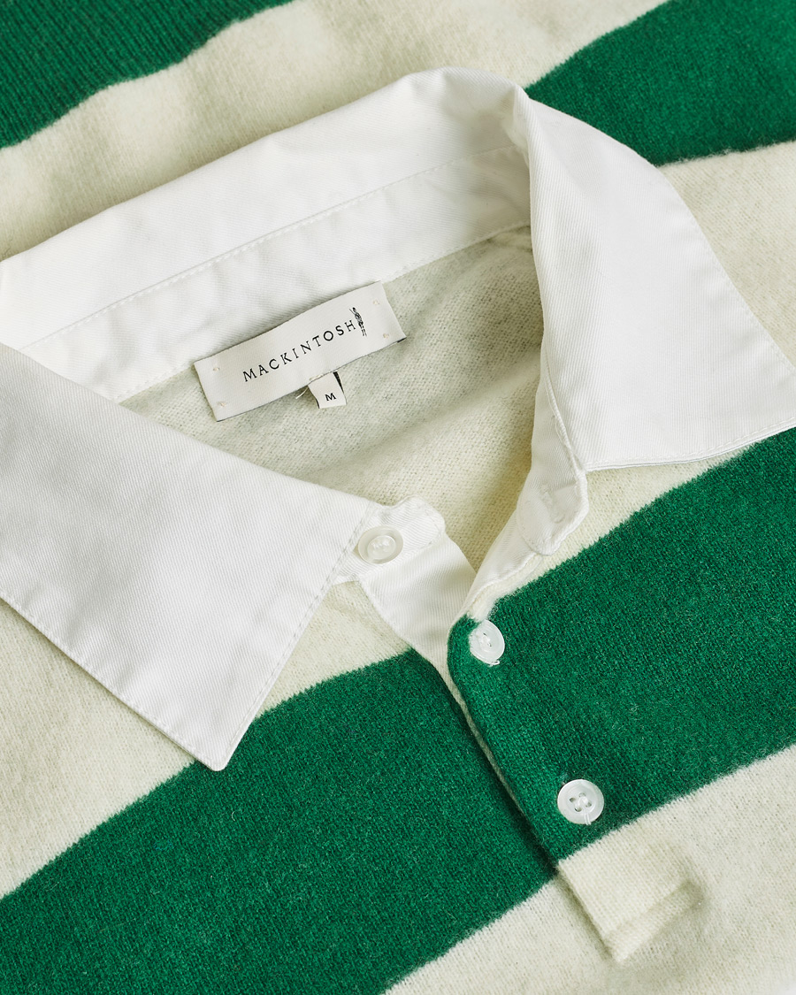 Mies | Mackintosh Knitted Wool Rugby Sweater Green/White | Pre-owned | Mackintosh Knitted Wool Rugby Sweater Green/White