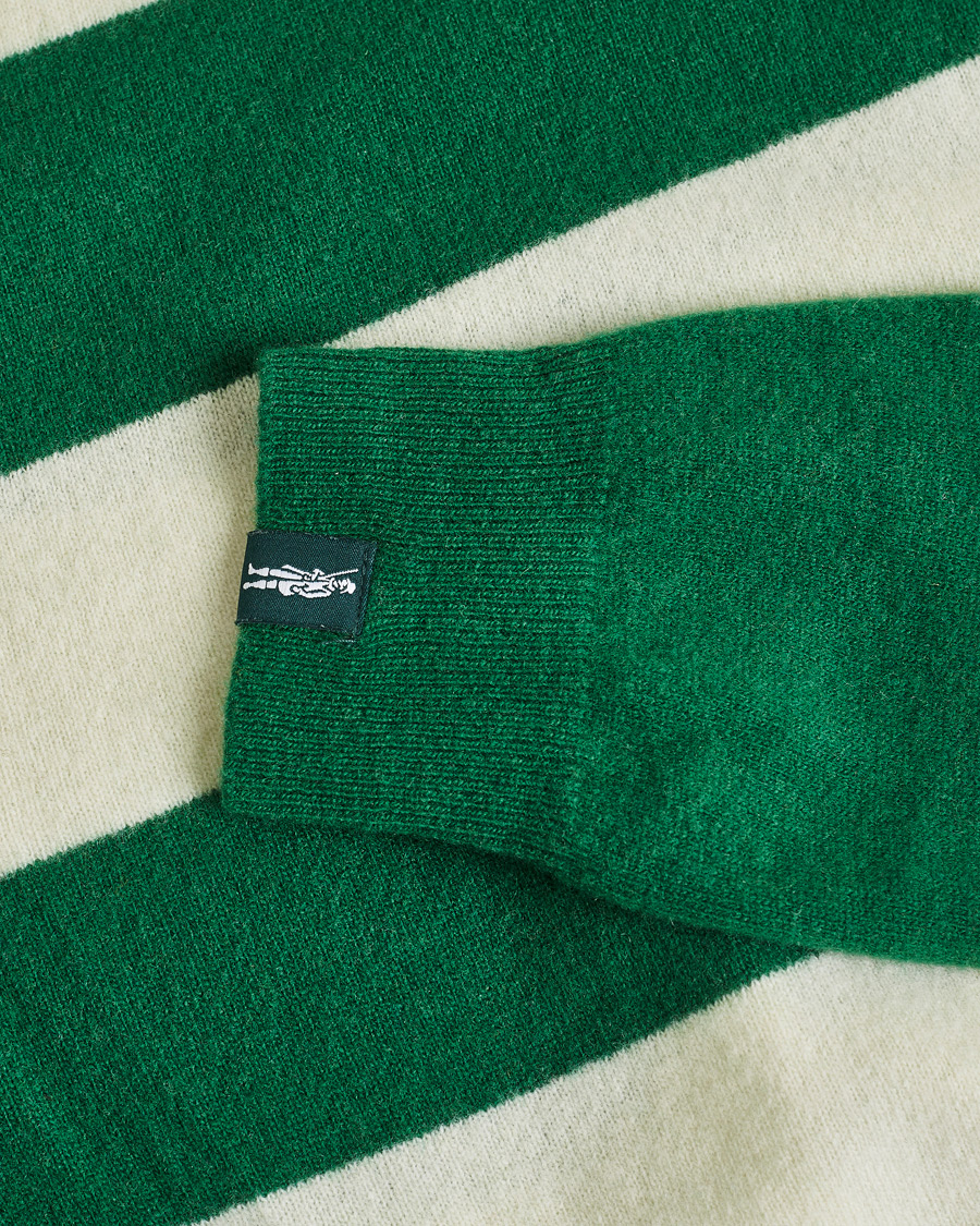 Mies | Mackintosh Knitted Wool Rugby Sweater Green/White | Pre-owned | Mackintosh Knitted Wool Rugby Sweater Green/White