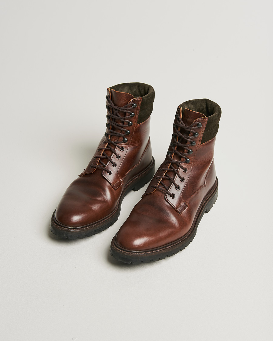 Mies | Nilkkurit | Pre-owned | Crockett & Jones Ross Boot Vibram Sole Dark Brown Waxed Calf