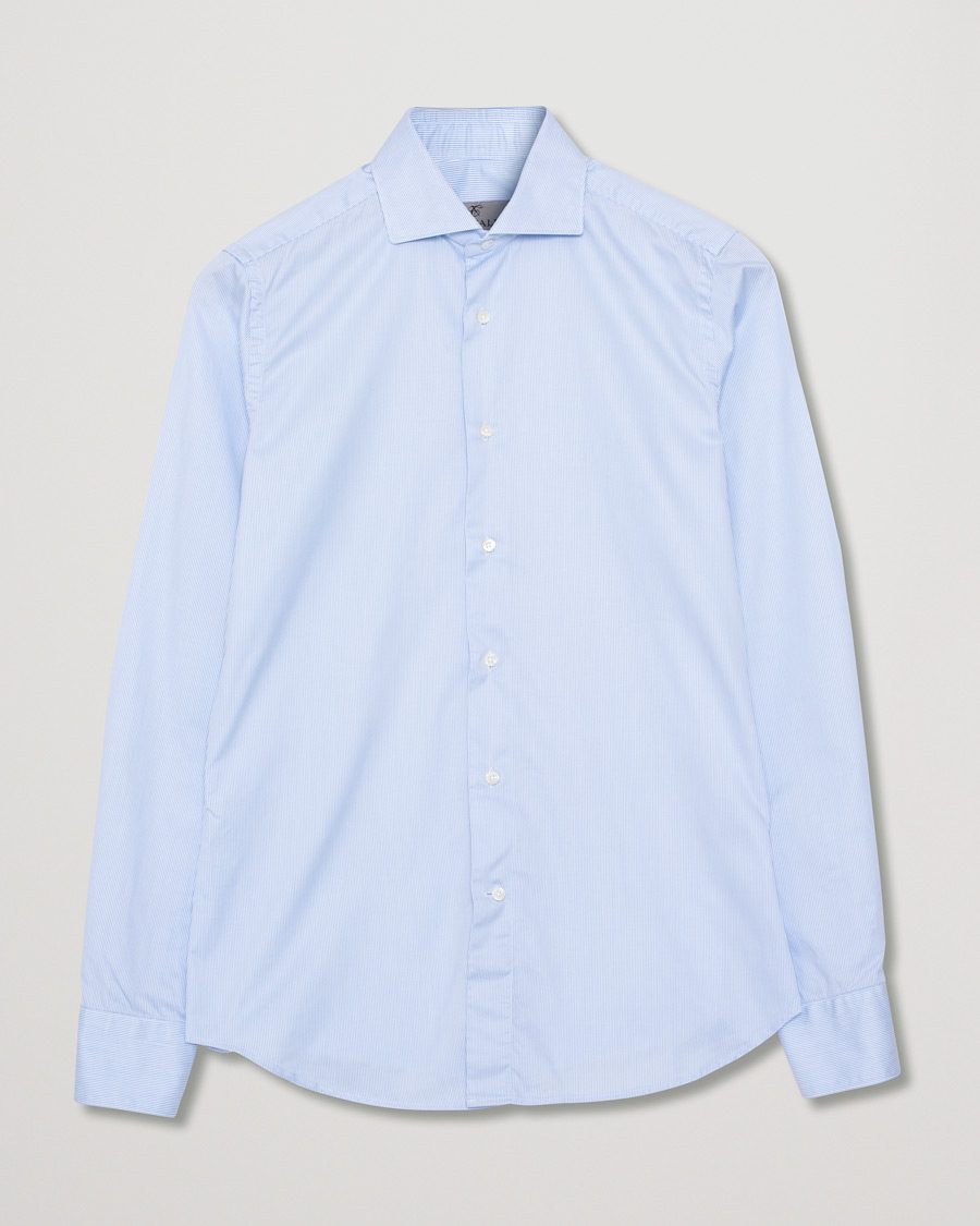 Mies | Kauluspaidat | Pre-owned | Canali Slim Fit Striped Cotton Shirt Light Blue