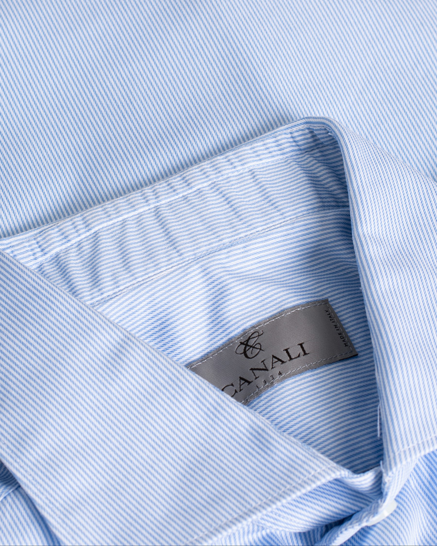 Mies | Kauluspaidat | Pre-owned | Canali Slim Fit Striped Cotton Shirt Light Blue
