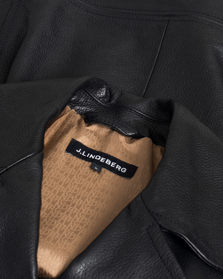 Mies | J.Lindeberg Padish Leather Biker Jacket Black | Pre-owned | J.Lindeberg Padish Leather Biker Jacket Black