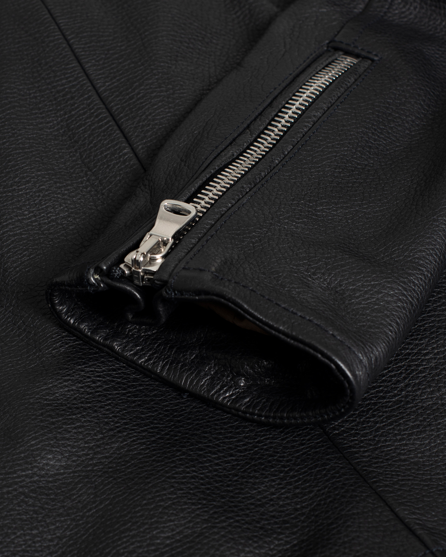 Mies | J.Lindeberg Padish Leather Biker Jacket Black | Pre-owned | J.Lindeberg Padish Leather Biker Jacket Black