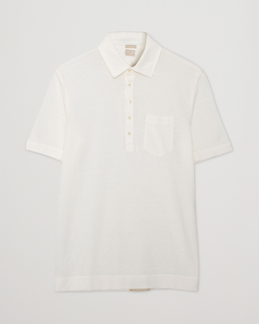 Mies | Pikeet | Pre-owned | Massimo Alba Wembley Linen Polo White
