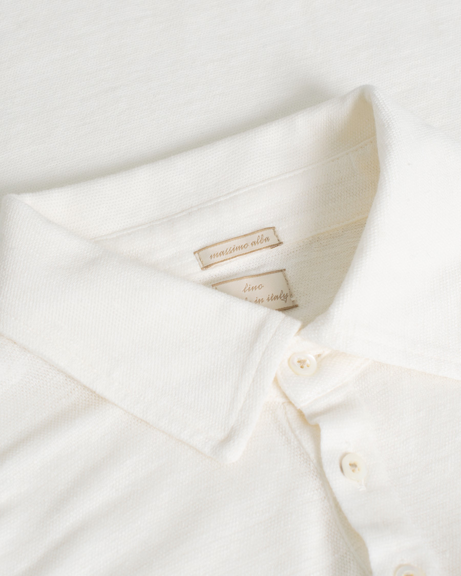 Mies | Pikeet | Pre-owned | Massimo Alba Wembley Linen Polo White