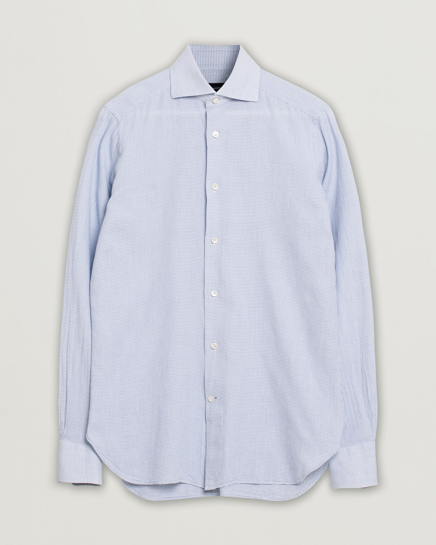 Mies | Kauluspaidat | Pre-owned | Ermenegildo Zegna Slim Fit Cotton Blend Shirt Light Blue Check 38 - S