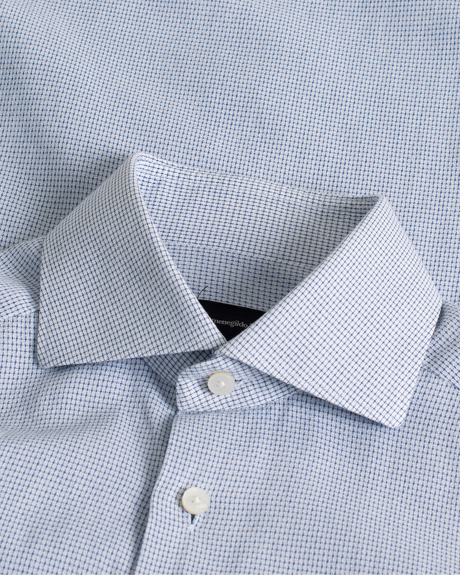 Mies | Kauluspaidat | Pre-owned | Ermenegildo Zegna Slim Fit Cotton Blend Shirt Light Blue Check 38 - S