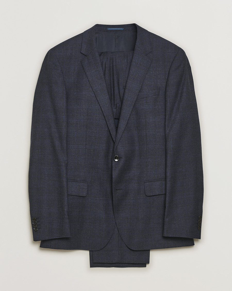Mies | Pikkutakit | Pre-owned | BOSS Huge/Genius Slim Fit Wool Suit Check Blue 50