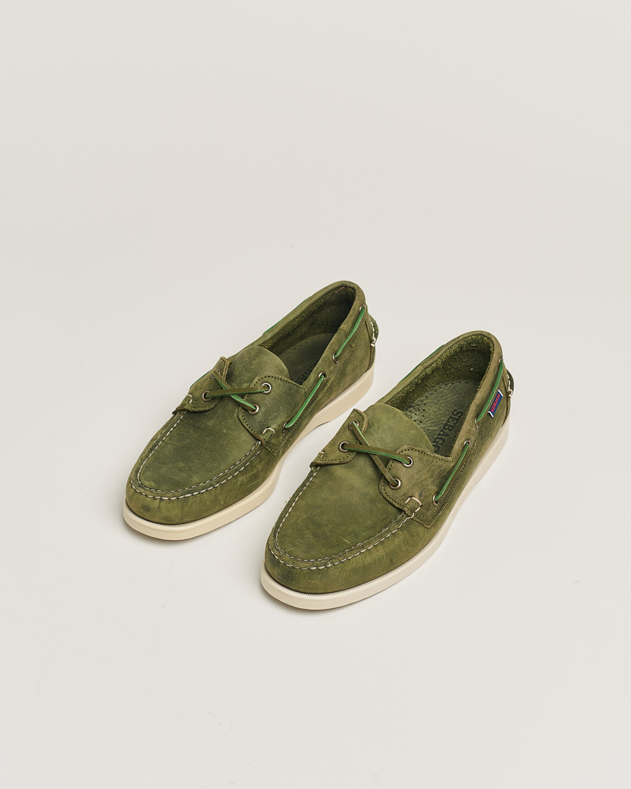 Mies | Sebago Docksides Nubuck Boat Shoe Green Military | Pre-owned | Sebago Docksides Nubuck Boat Shoe Green Military