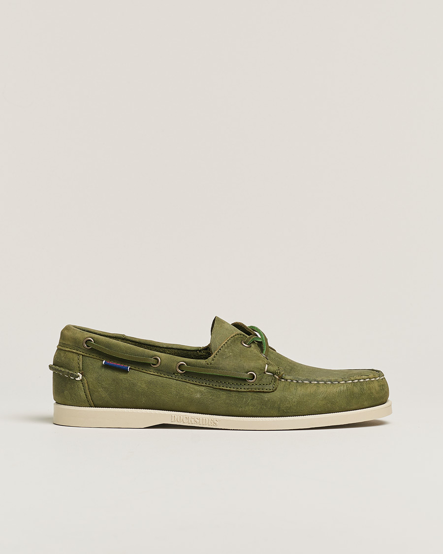 Mies | Sebago Docksides Nubuck Boat Shoe Green Military | Pre-owned | Sebago Docksides Nubuck Boat Shoe Green Military