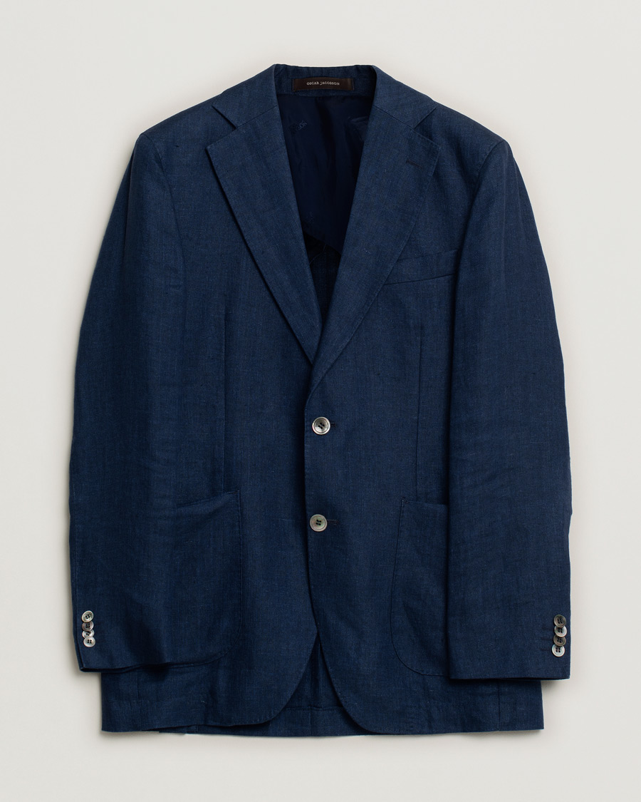 Mies | Pre-owned Pikkutakit | Pre-owned | Oscar Jacobson Ferry Linen Patch Pocket Blazer Navy 46