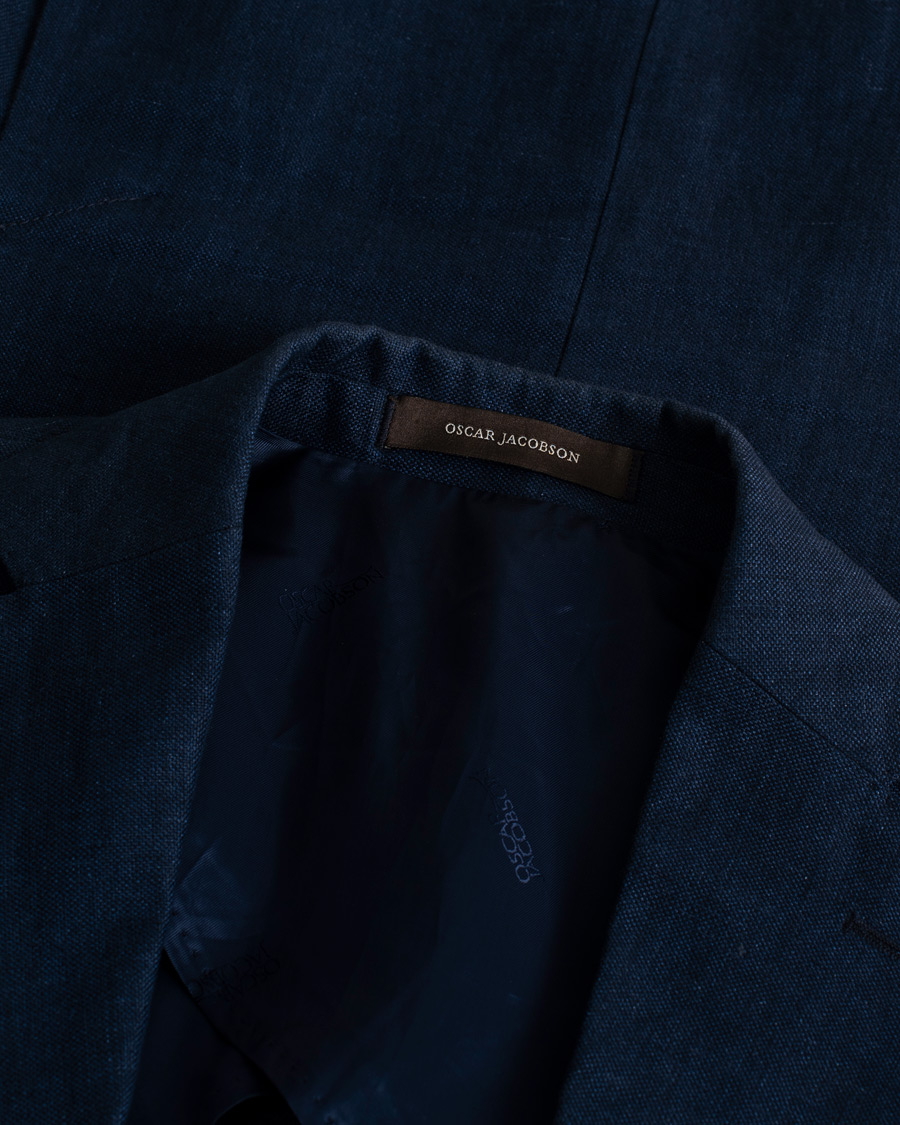 Mies | Pre-owned Pikkutakit | Pre-owned | Oscar Jacobson Ferry Linen Patch Pocket Blazer Navy 46