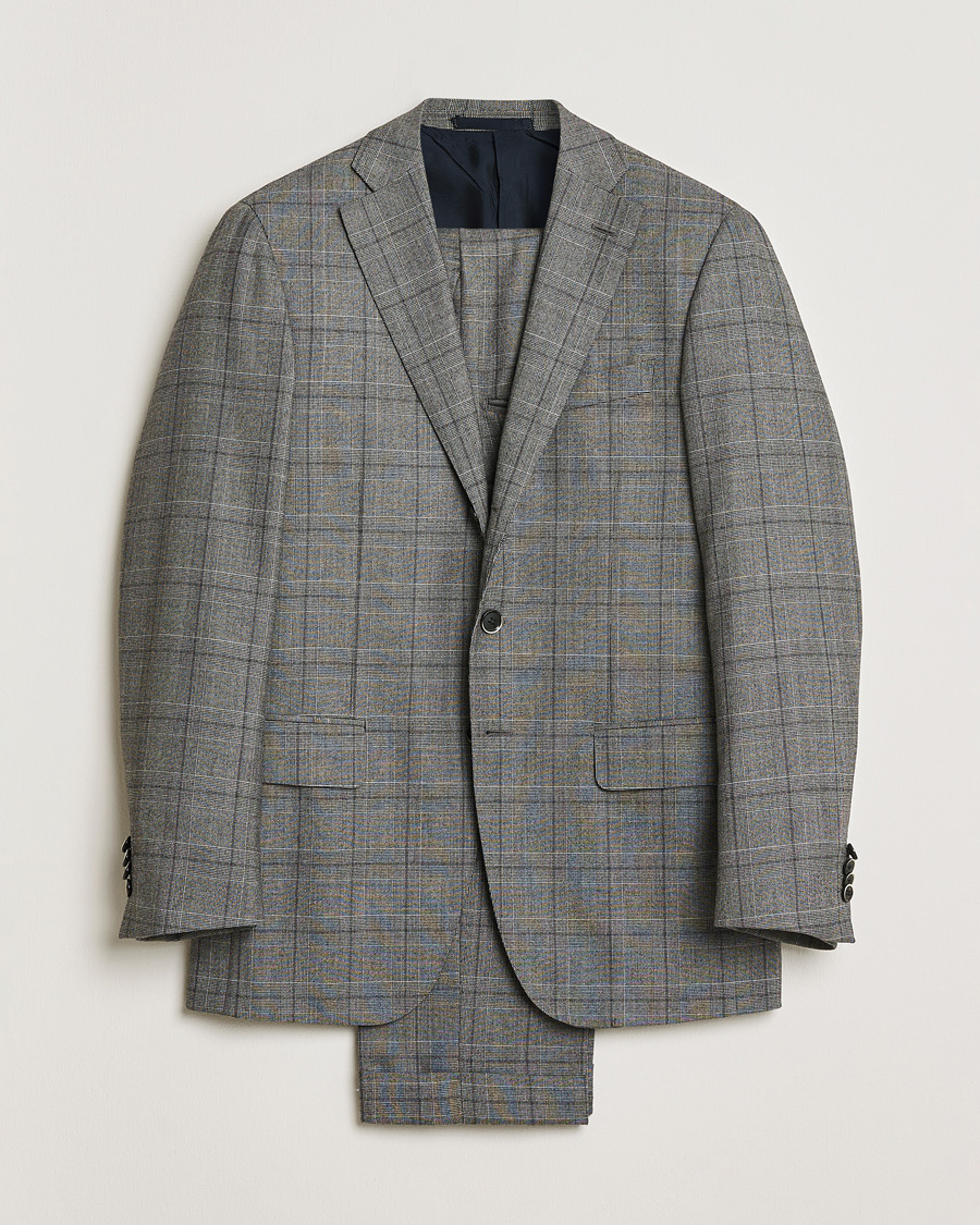 Mies | Pre-owned Puvut | Pre-owned | Caruso Checked Wool Suit Grey 48