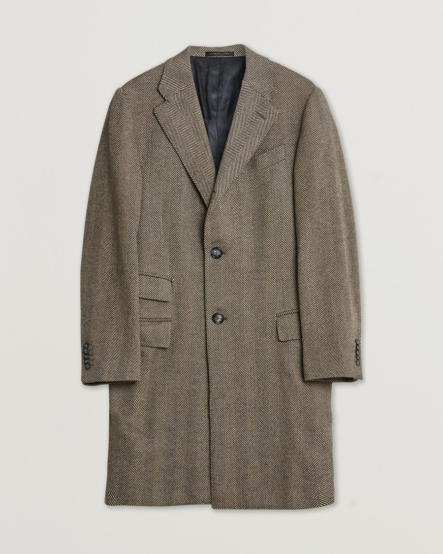 Mies | Pre-owned Takit | Pre-owned | Corneliani Cashmere Blend Herringbone Coat Brown 46